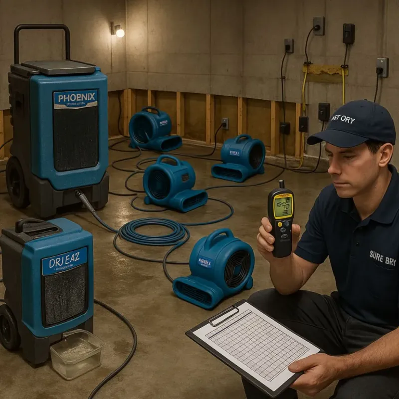 Structural Drying and Dehumidification process in Broward Estates, FL